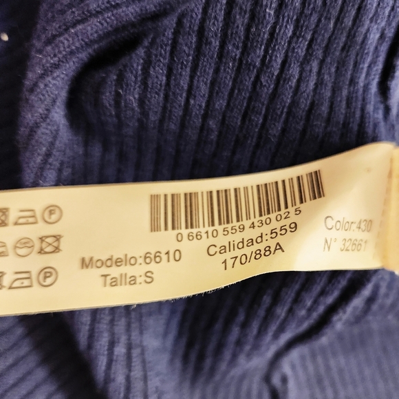 Massimo Dutti Navy Blue Wool Blend Knit Sweater Dress Bell Sleeves Size Small - Picture 5 of 9